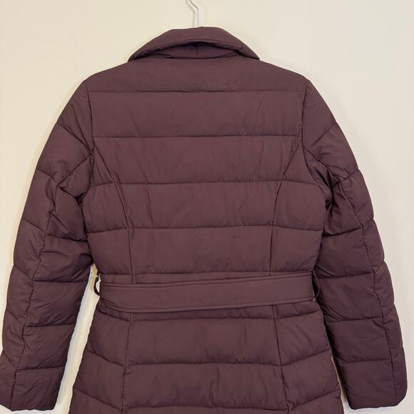 Tahari Puffer Coat Womens S Merlot Down Waterfowl Quilted Belted Winter Outdoor - Picture 4 of 8